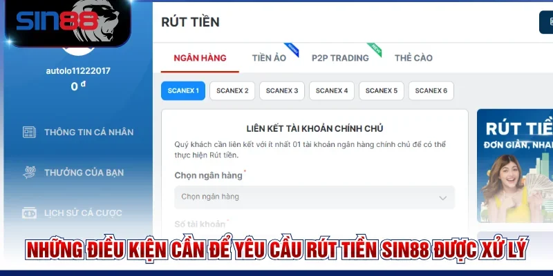 Những điều kiện cần để yêu cầu rút tiền SIN88 được xử lý